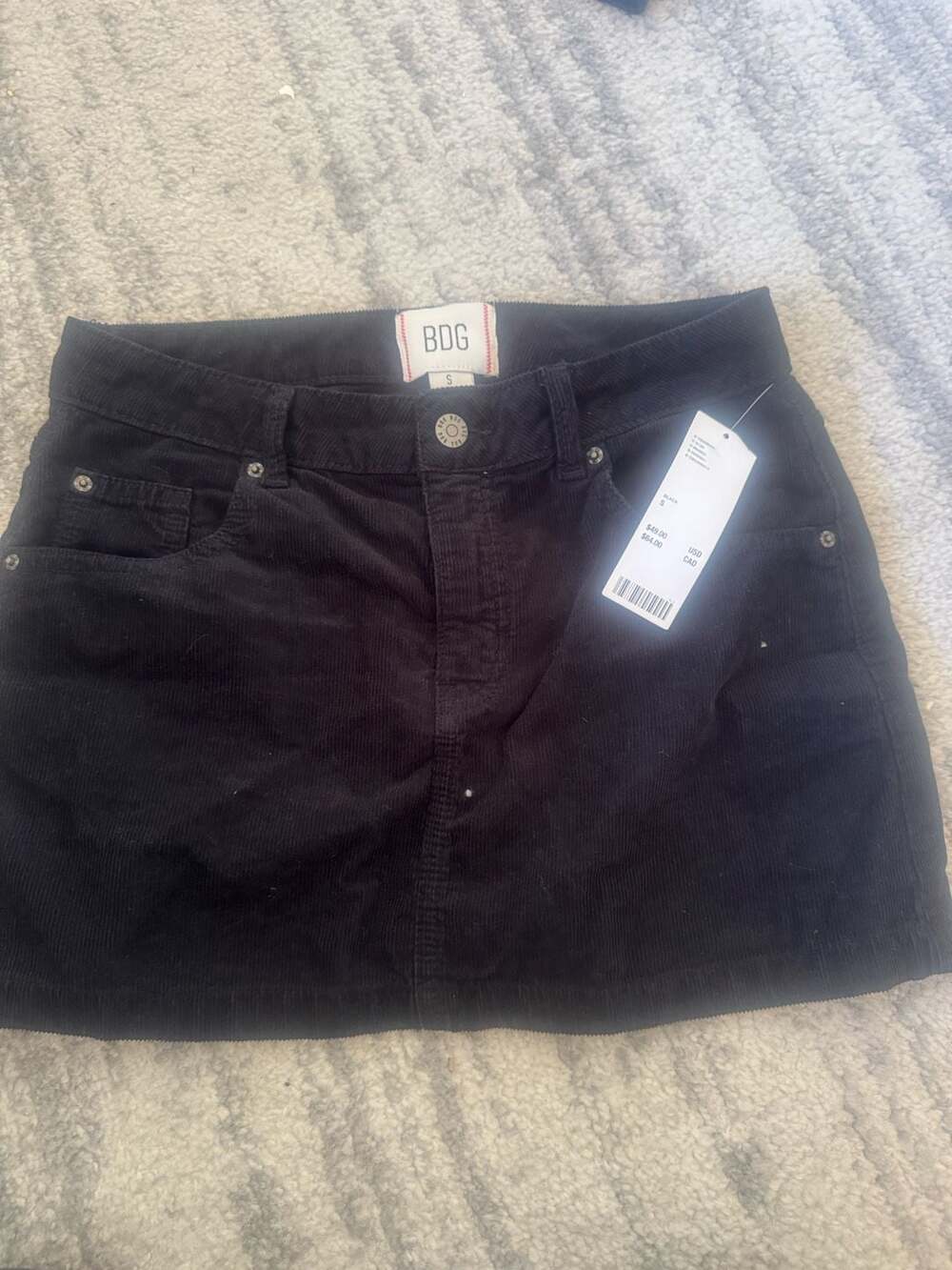 BDG Corduroy Mini Skirt Size S Black